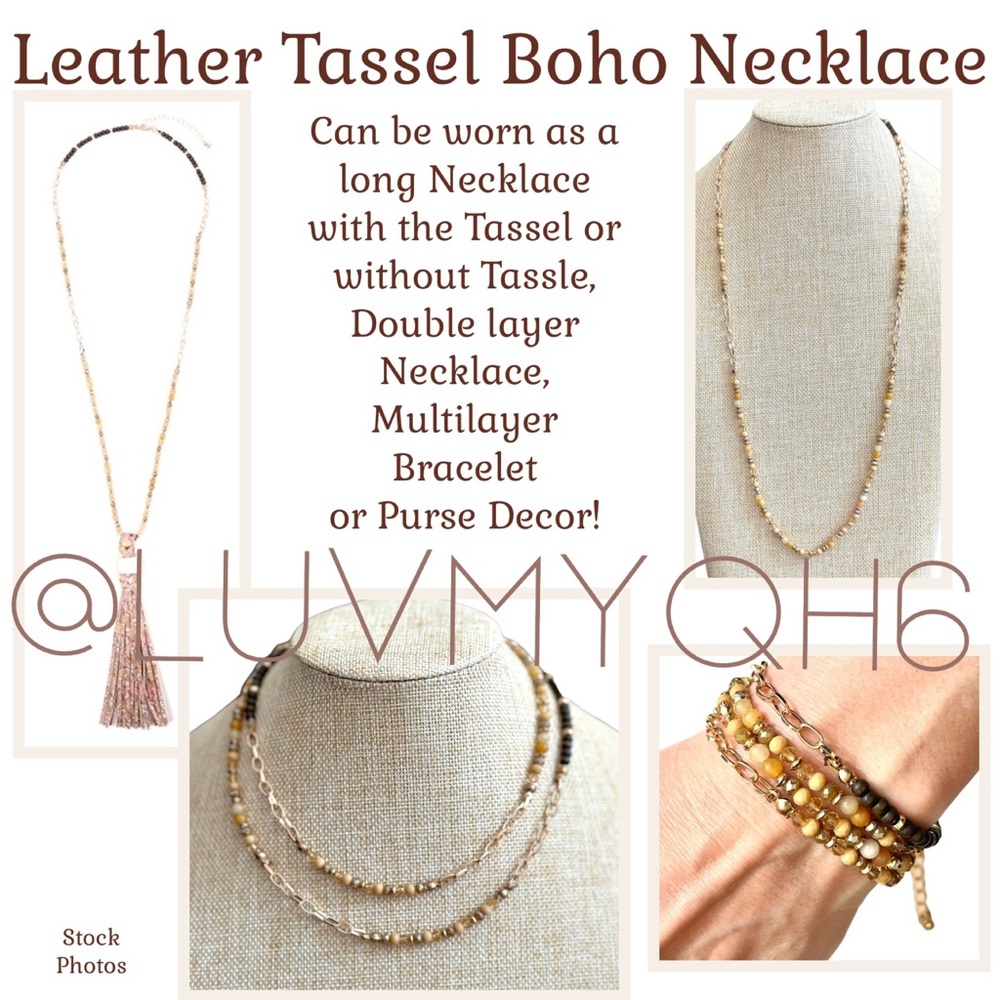 Leather Tassel Necklace Boho Multi Wear